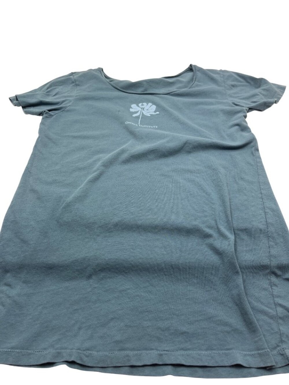 Omega Institute Womens Blue Organic Cotton T-Shirt XL Scoop Neck Short Sleeve 4q